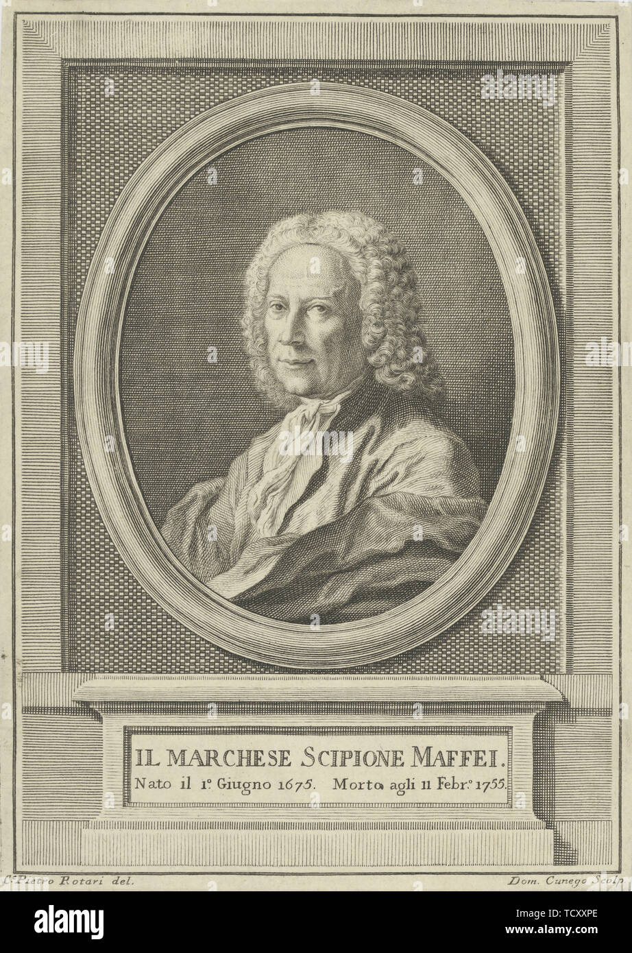 Porträt des Dichters Scipione Maffei (1675-1755), C. 1750. Schöpfer: Rotari, Pietro Antonio (1707-1762). Stockfoto