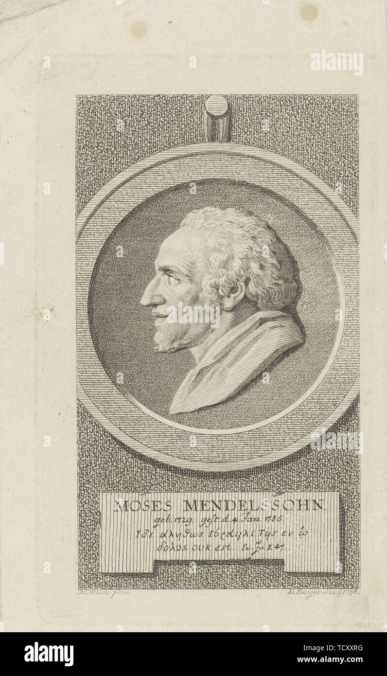 Portrait von Moses Mendelssohn (1729-1786), 1786. Schöpfer: Berger, Gottfried Daniel (1744-1824). Stockfoto