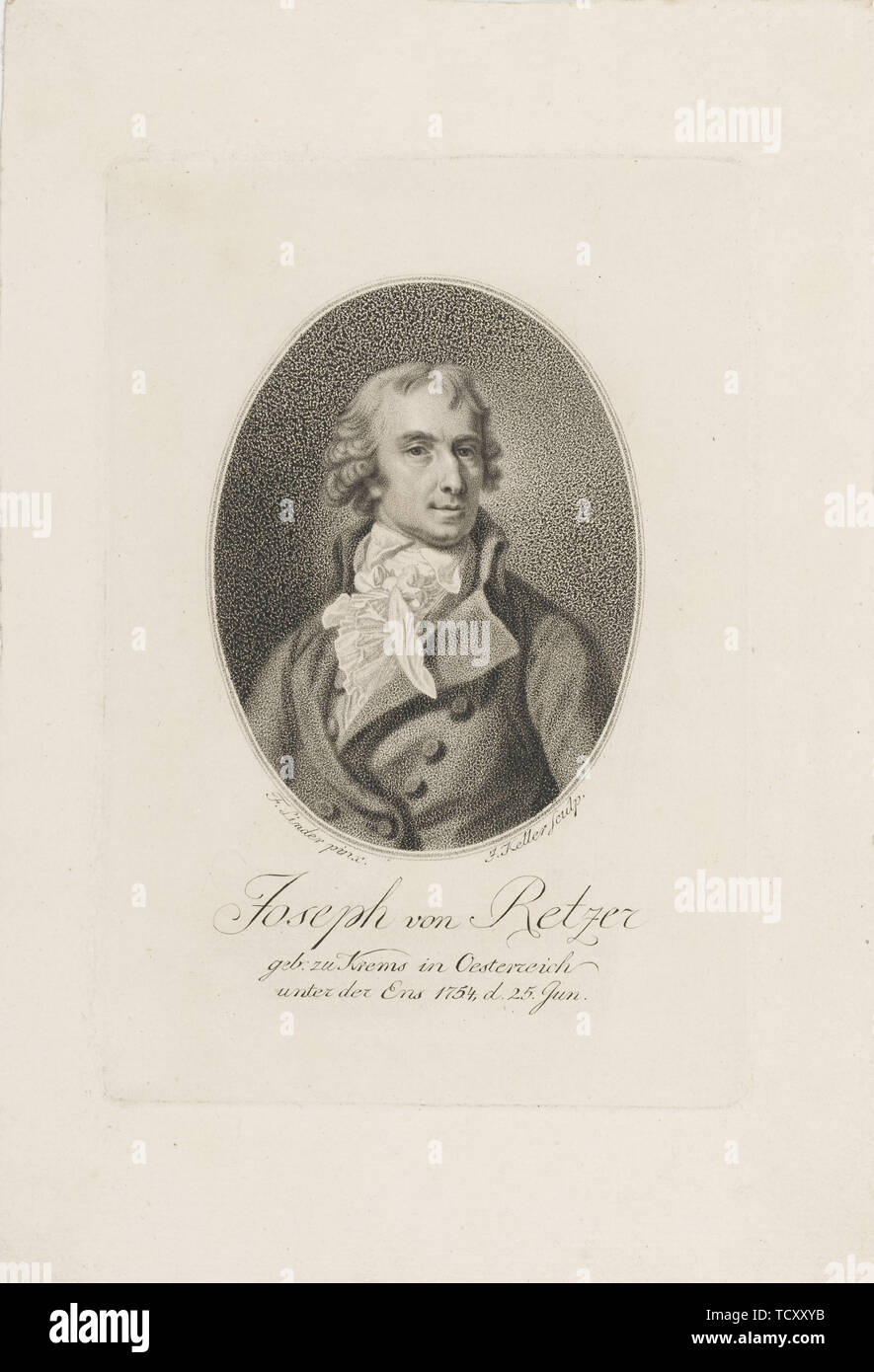 Joseph Friedrich von Retzer (1754-1824), vor 1798. Schöpfer: Keller, Joseph (1740-1823). Stockfoto