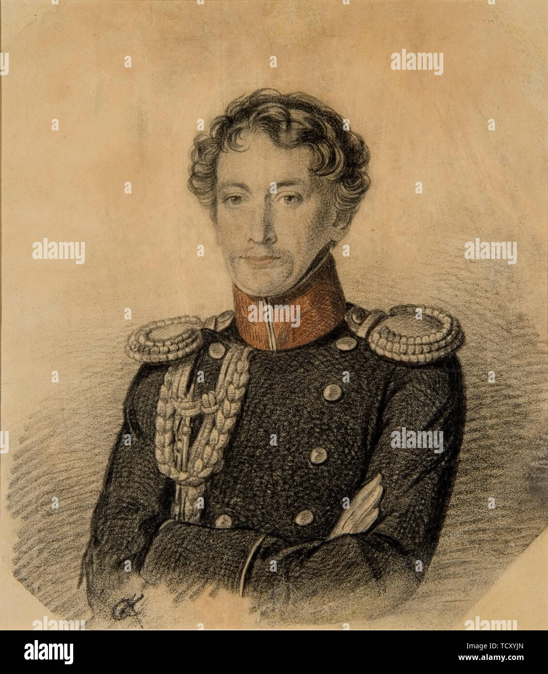 Portrait von Alexander Iwanowitsch Dmitriev-Mamonov (1787-1836), Anfang der 1820er Jahre. Schöpfer: Hampeln, Carl von (1794 - nach 1880). Stockfoto