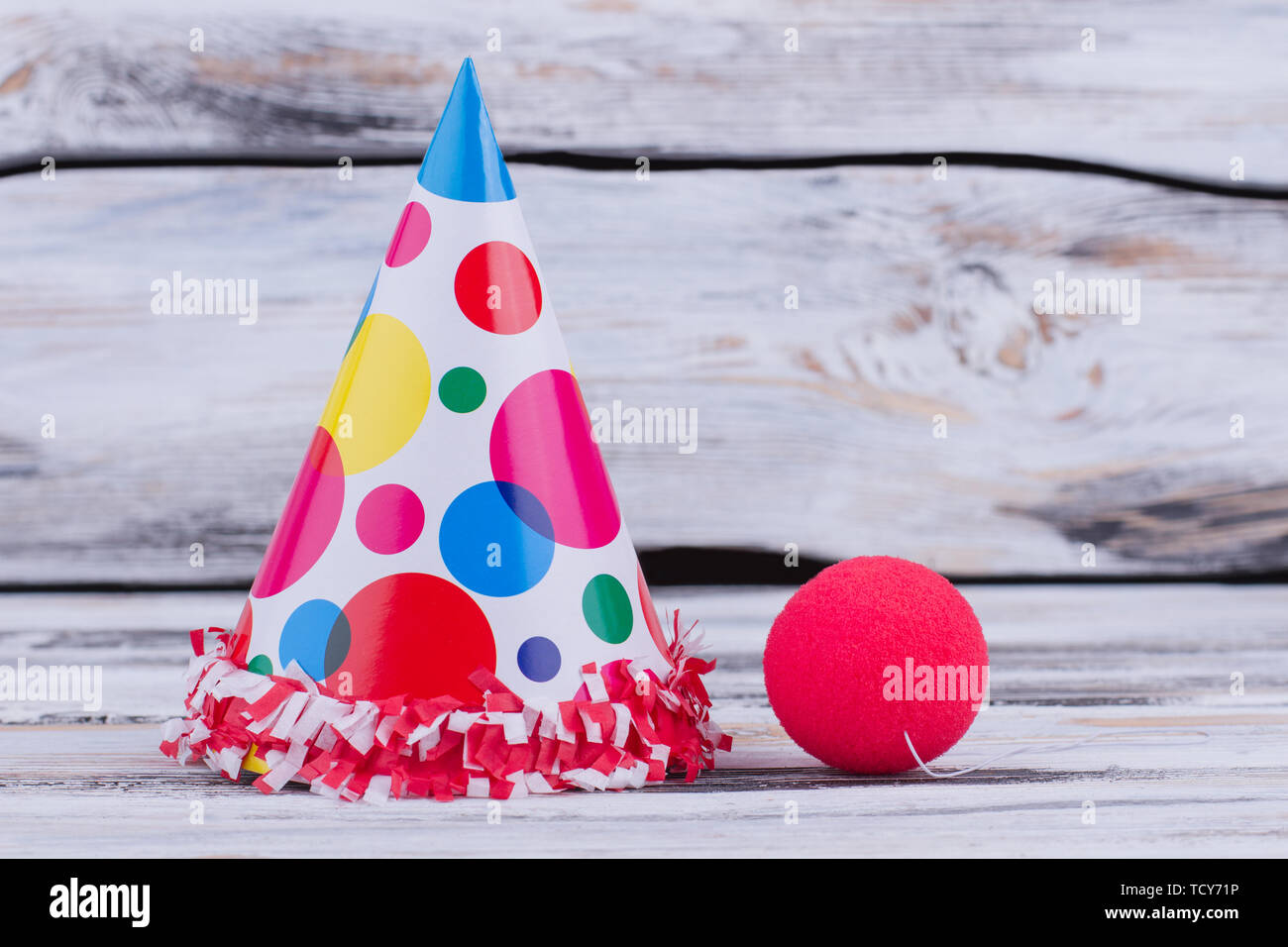 Lustige Party Clown Kostüm. Stockfoto