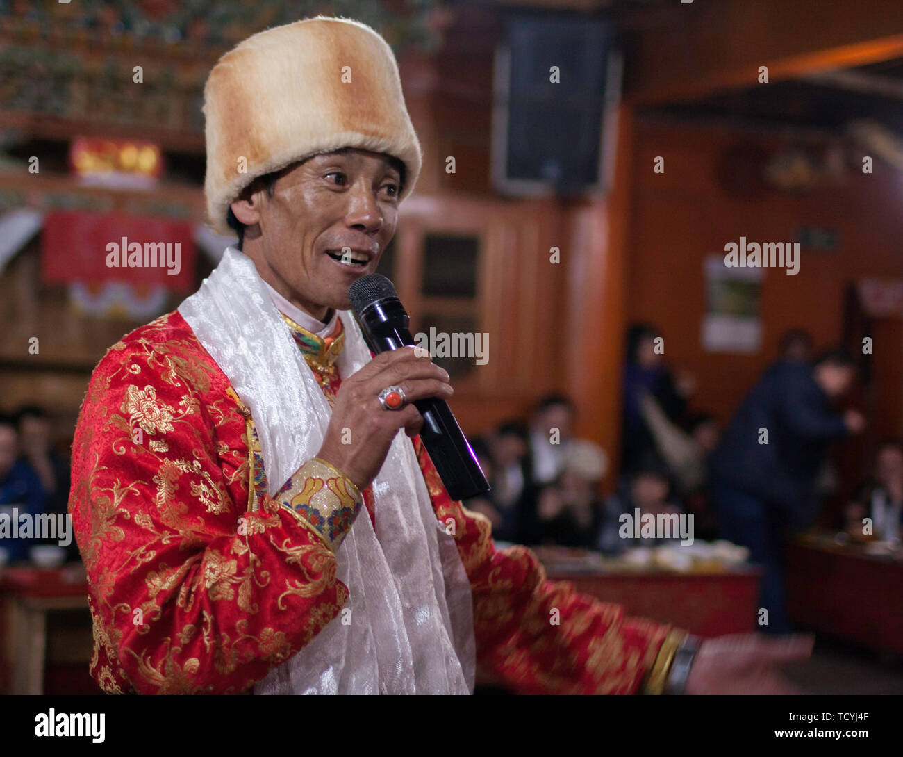 Diqing tibetischen Familie Musik Stockfoto