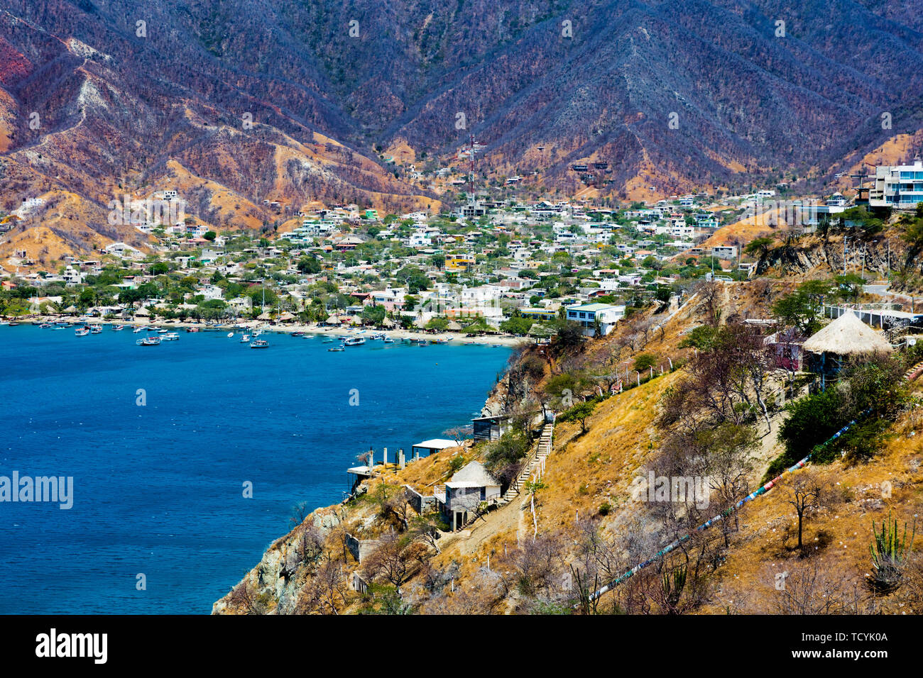 Taganga skyline Stadtbild Magdalena in Kolumbien Südamerika Stockfoto