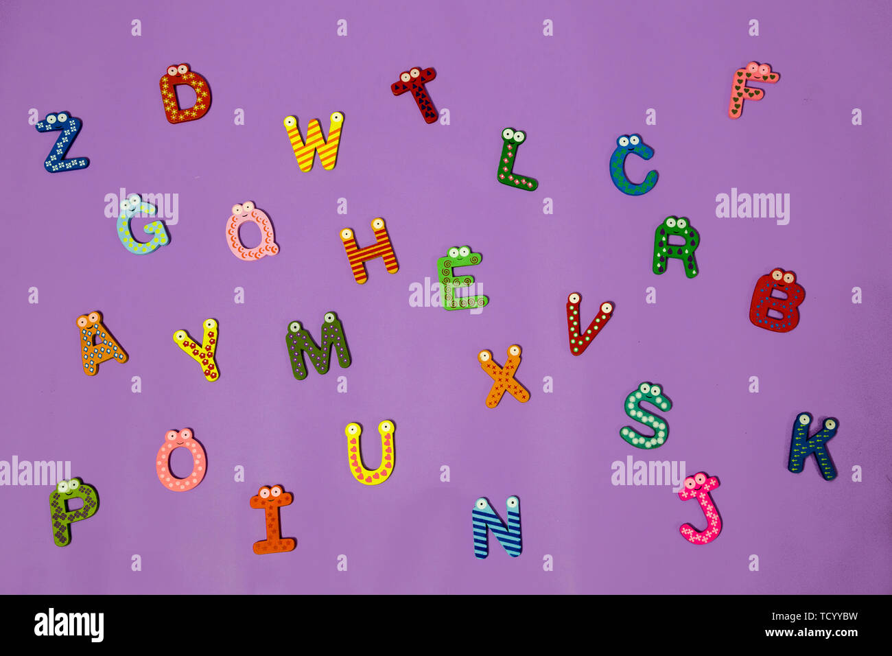 Farbe Bausteine englische Wörter und Buchstaben Stockfoto