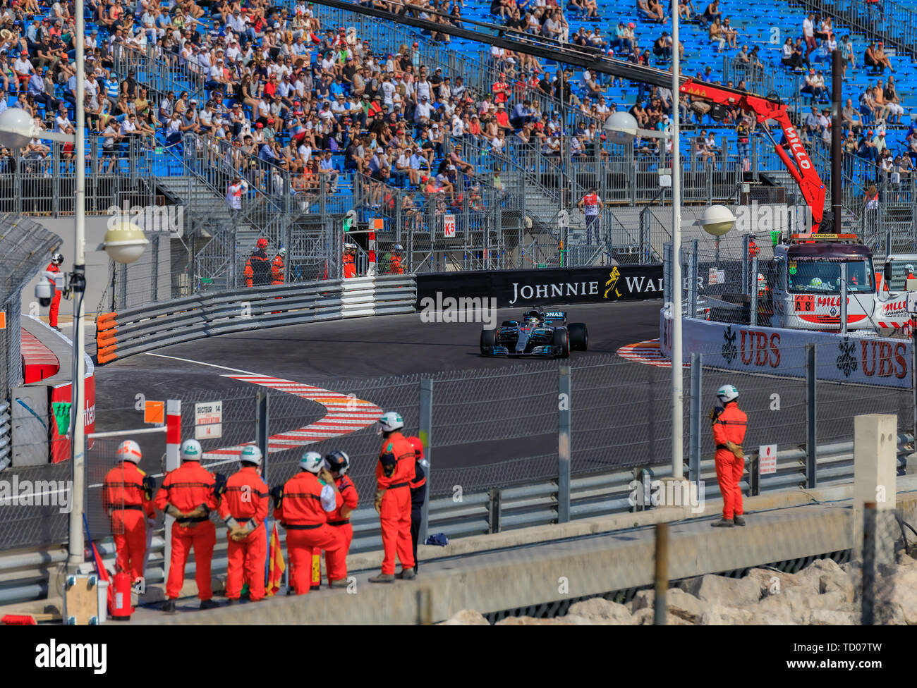 Monte Carlo, Monaco - 24. Mai 2017: britische Rennfahrer Lewis Hamilton, 5 Mal Formel-1-Weltmeister fahren Mercedes Auto F1 Grand Prix Rennen Stockfoto