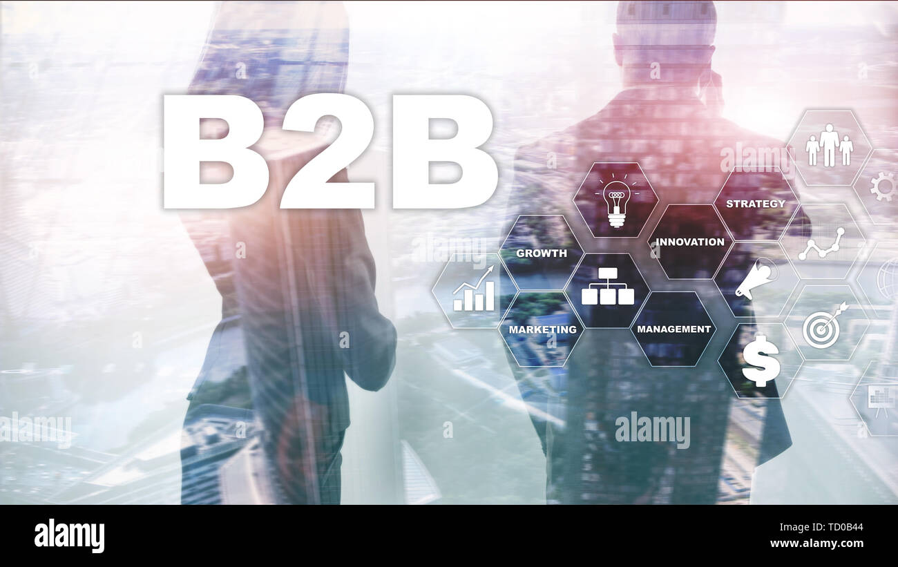 Business to Business B2B - Technologie der Zukunft. Geschäftsmodell. Die Technologie- und Kommunikationskonzept Stockfoto