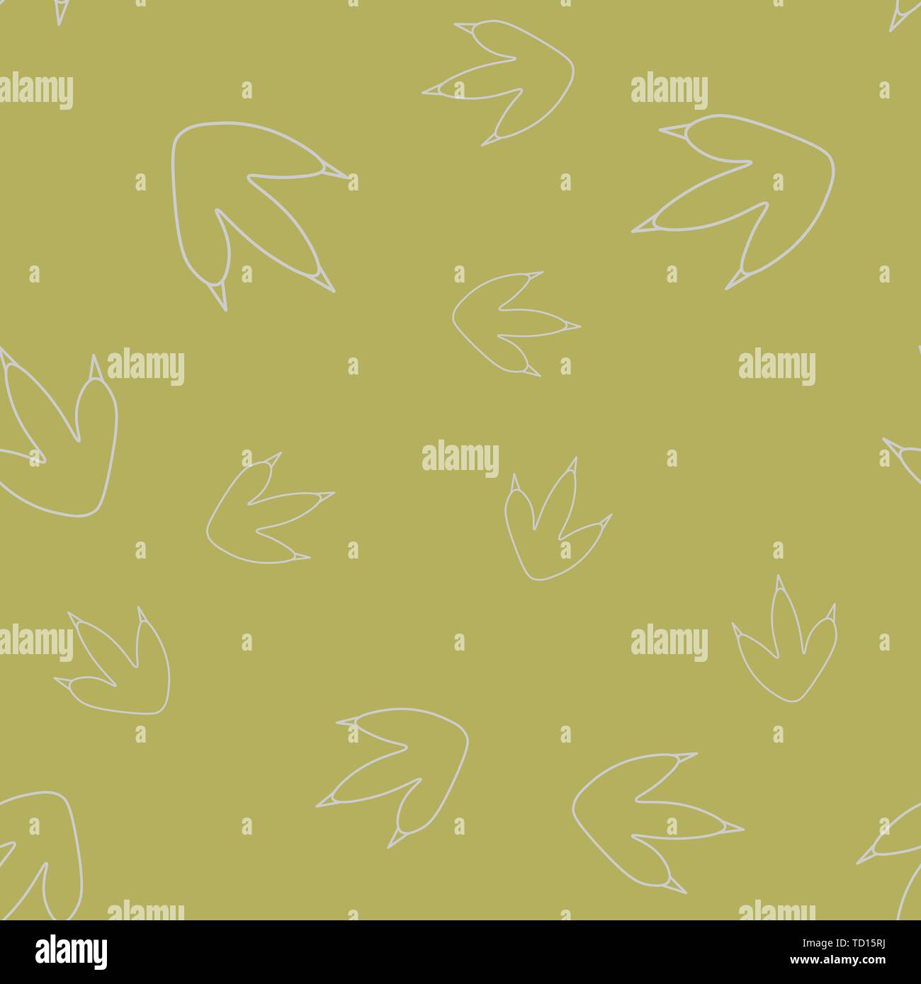 Nahtlose Muster der Kontur von dinosaurus Platzbedarf. Auf grünem Hintergrund isoliert. Vector Illustration. Stock Vektor