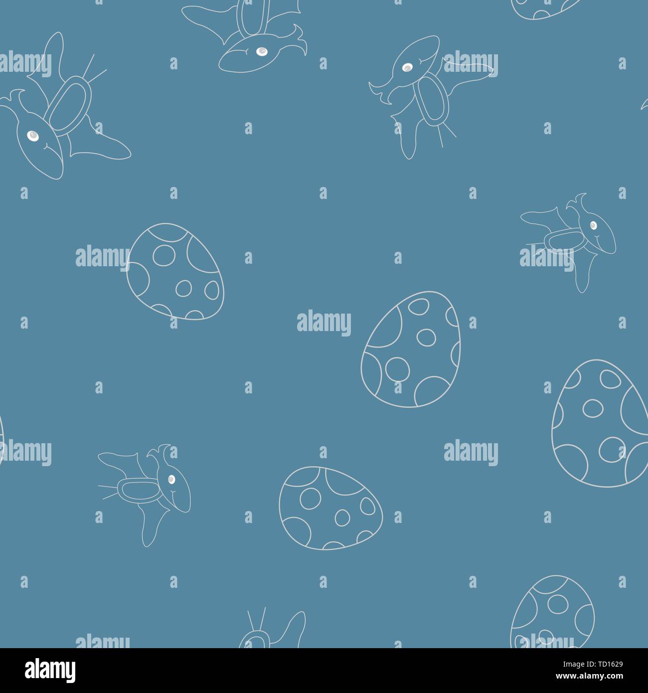 Nahtlose Muster der Kontur von dinosaurus Pterodactyl und gefleckte Eier. Auf grauem Hintergrund. Vector Illustration. Stock Vektor