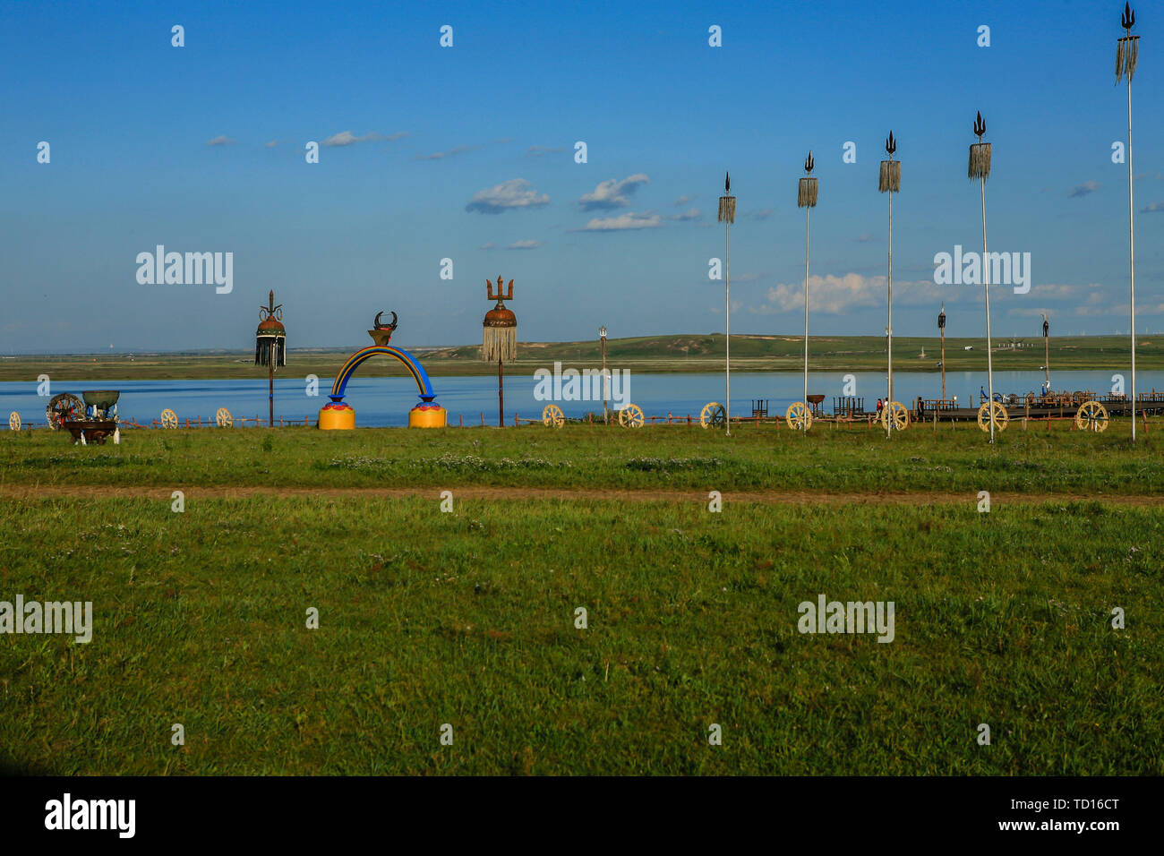Landschaft der Gen River Wetland Prairie, hulunbuir City, Innere Mongolei Stockfoto