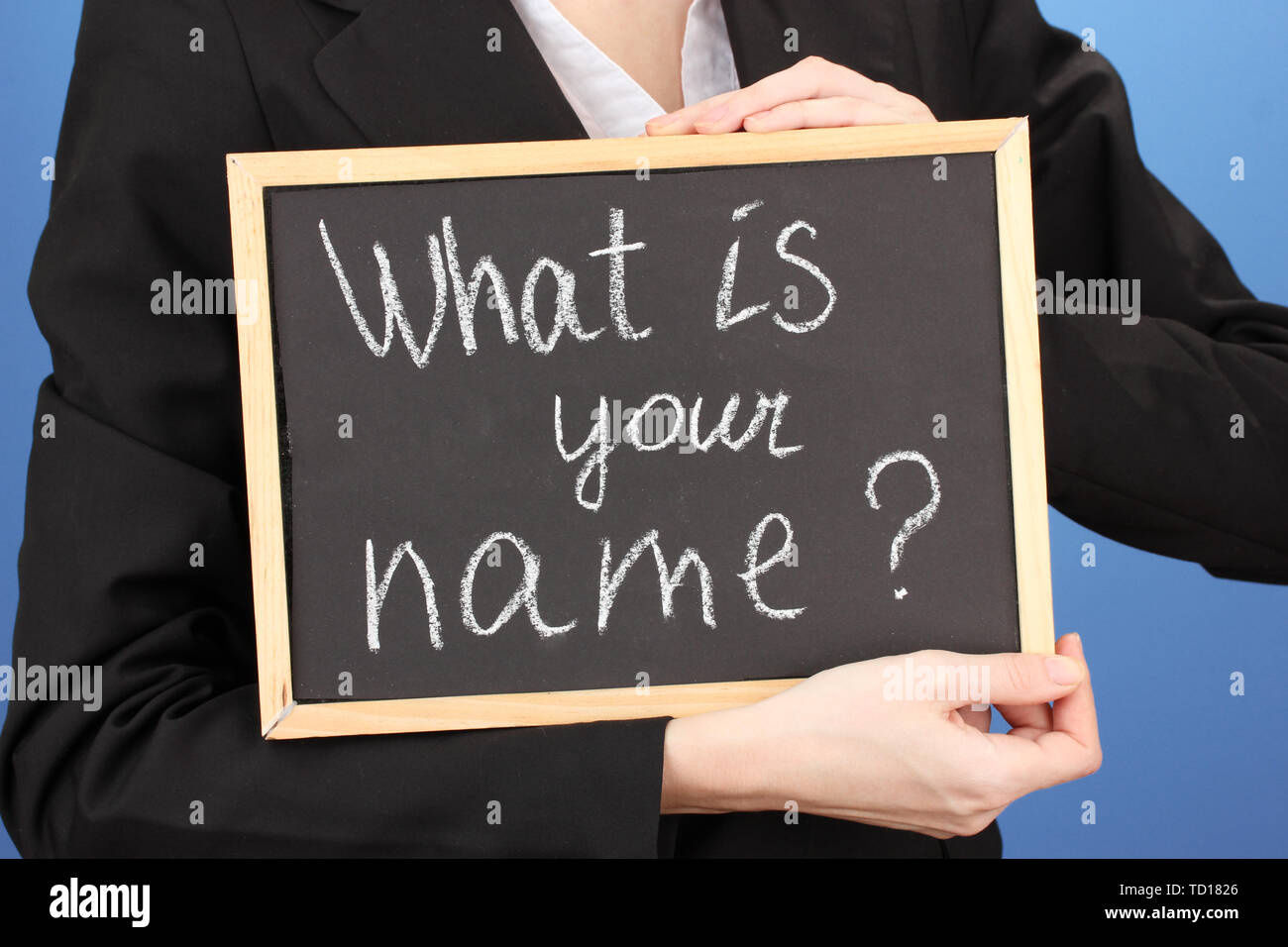 Junge Frau mit Zeichen, was Stockfoto