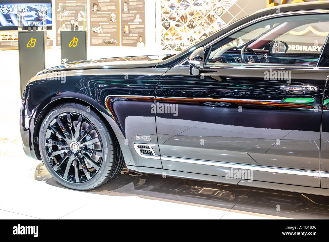 Genf, Schweiz, 06. März 2019 der Bentley Mulsanne W.O. EDITION von MULLINER, 100 Jahr, bei Internationalen Automobilsalon in Genf, produziert von Bentley Stockfoto