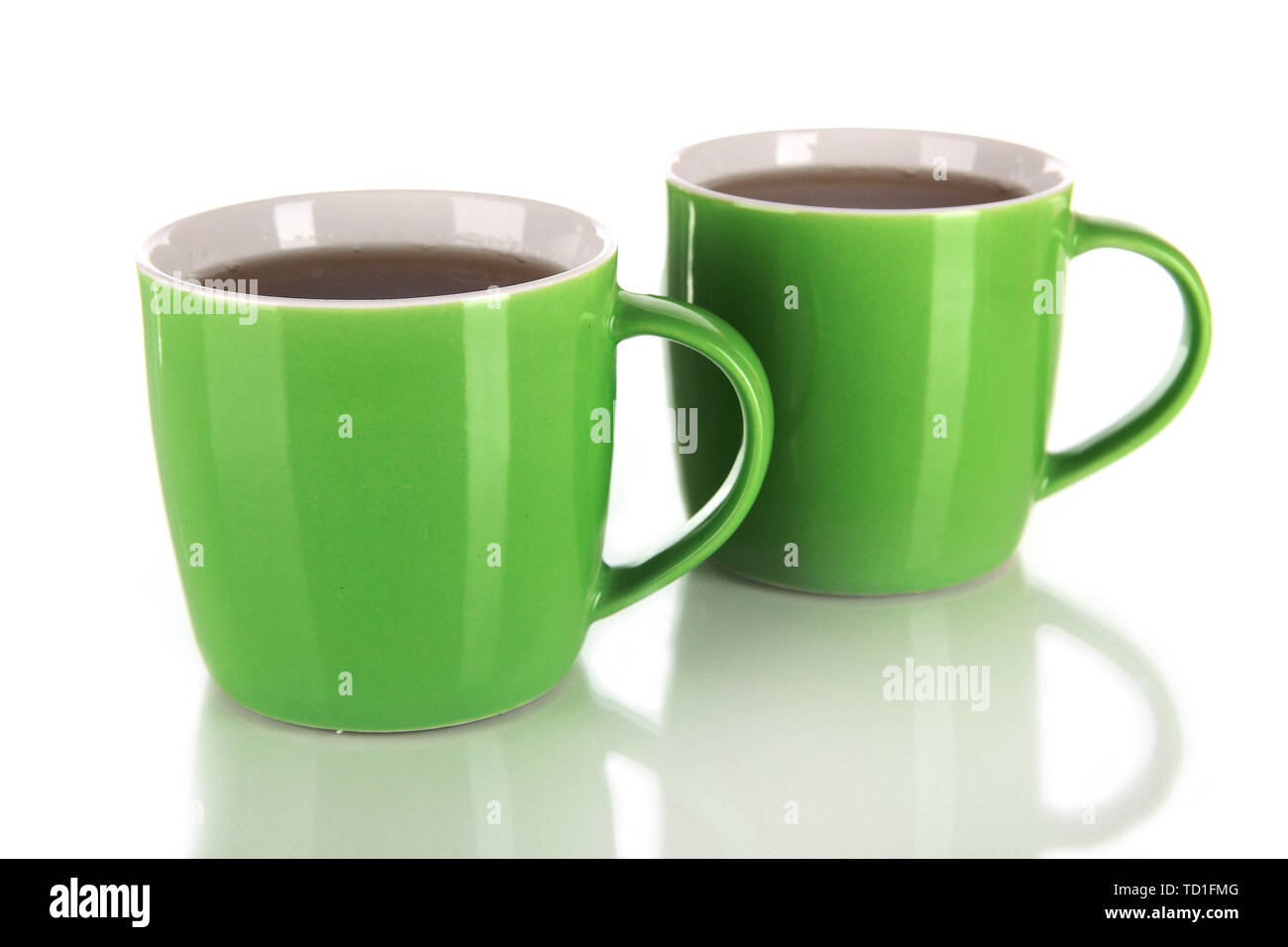Tassen Tee isoliert auf weißem Stockfoto