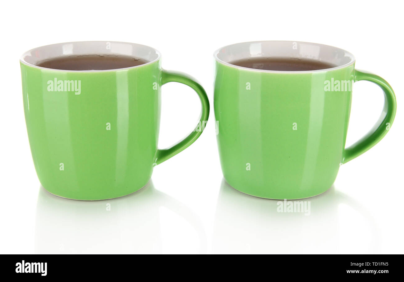 Tassen Tee isoliert auf weißem Stockfoto
