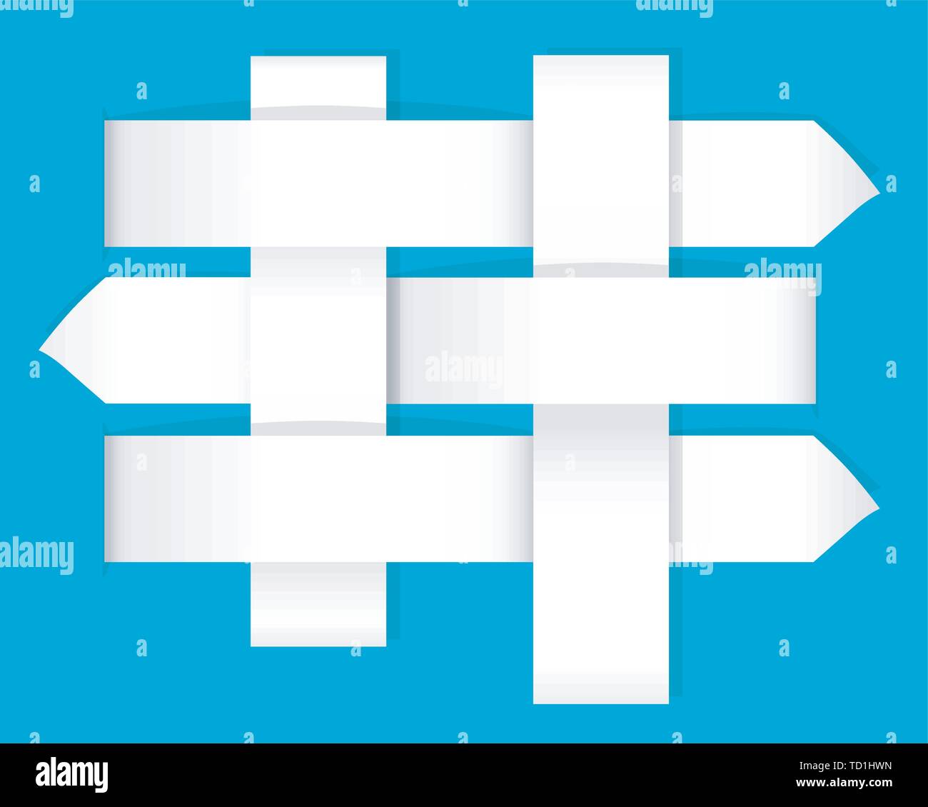 Infografik leeres Papier Streifen zusammen gesponnen auf blauem Hintergrund EPS 10. Stock Vektor