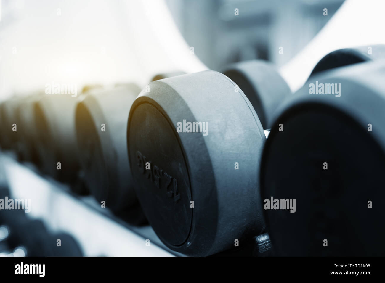 Alle Arten von Fitnessgeräte im modernen Fitnessraum Stockfoto