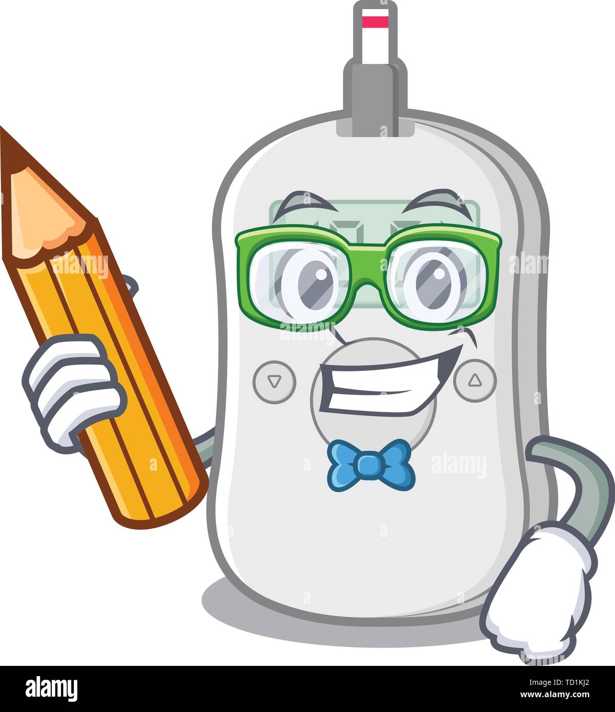 Student Diabetes check Maschine isoliert die Karikatur Stock Vektor