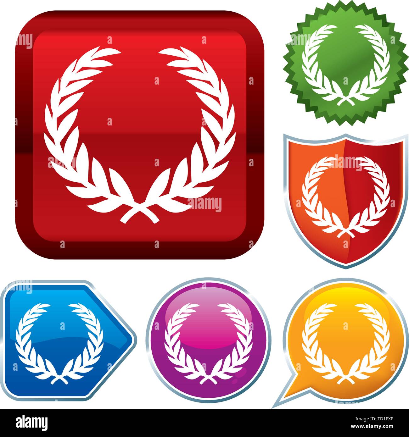 Vector Illustration. Setzen Sie glänzende Symbol Serie auf den Schaltflächen. Whreath. Stock Vektor