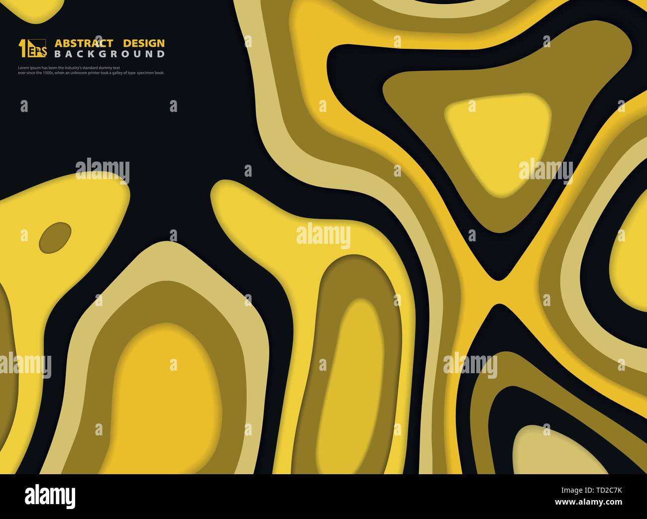 Abstrakte Gold und Schwarz Papier wellig Dekoration Hintergrund. Sie können für die 3D-Darstellung der luxuriösen Stil, ad, Poster, Artwork, Vorlage verwenden. Stock Vektor