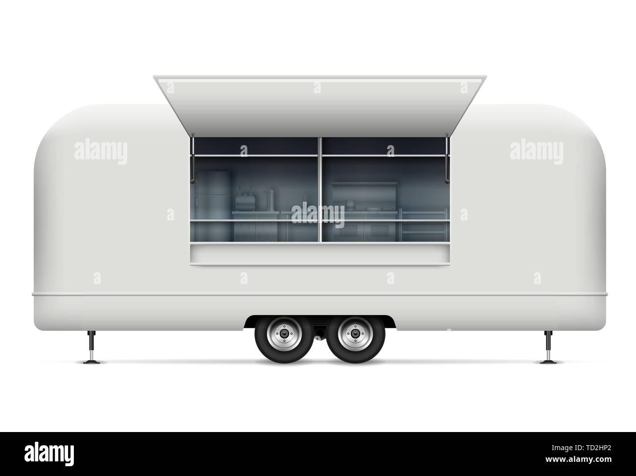 Essen Lkw vektor Mockup für Fahrzeug Branding, Werbung, Corporate Identity. Isolierte Vorlage von realistischen mobile Küche auf weißem Hintergrund Stock Vektor