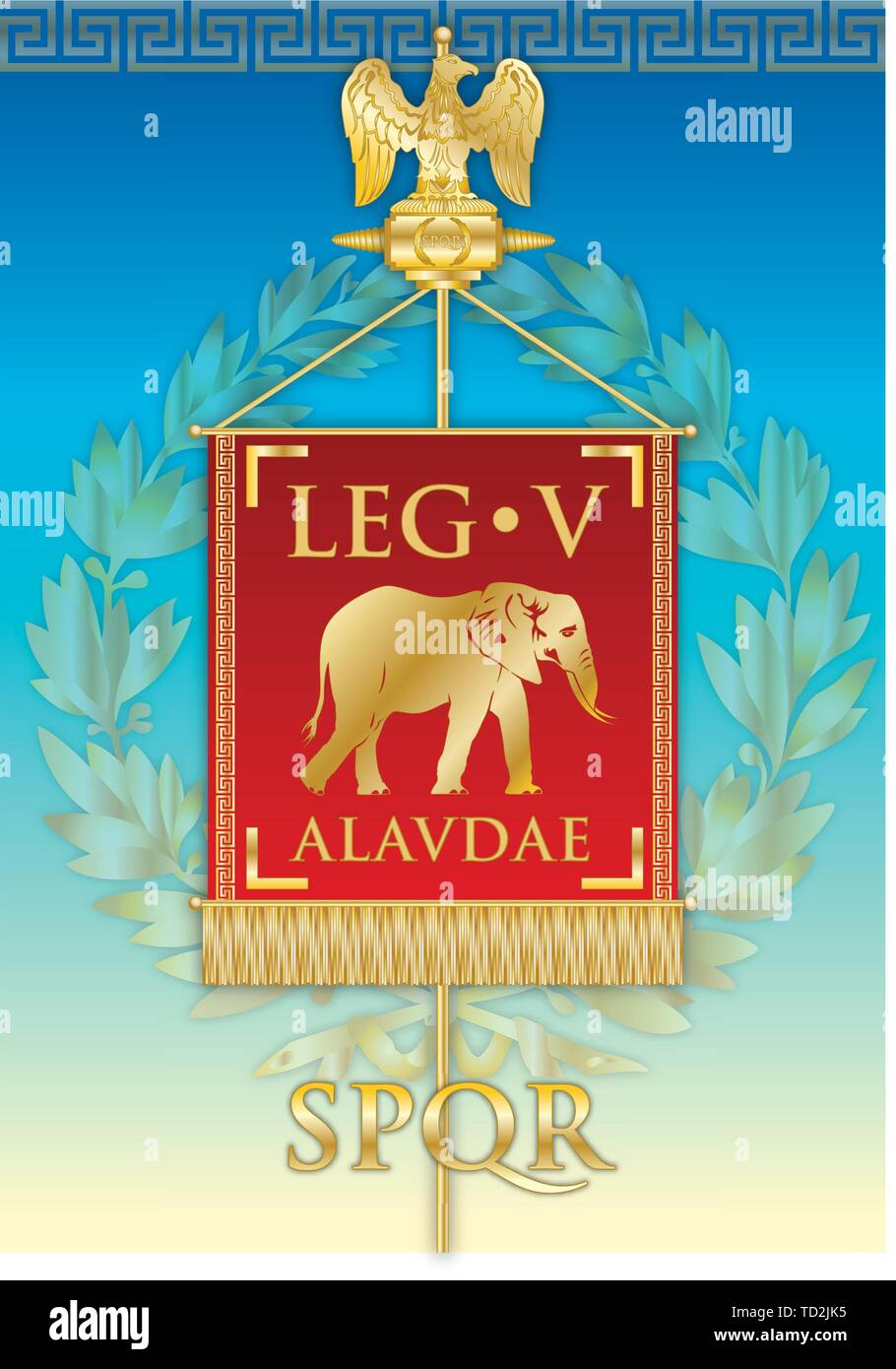 Die Legio V Alaudae, alte lehrt banner Legion des Römischen Reiches, Vektor, Abbildung Stock Vektor