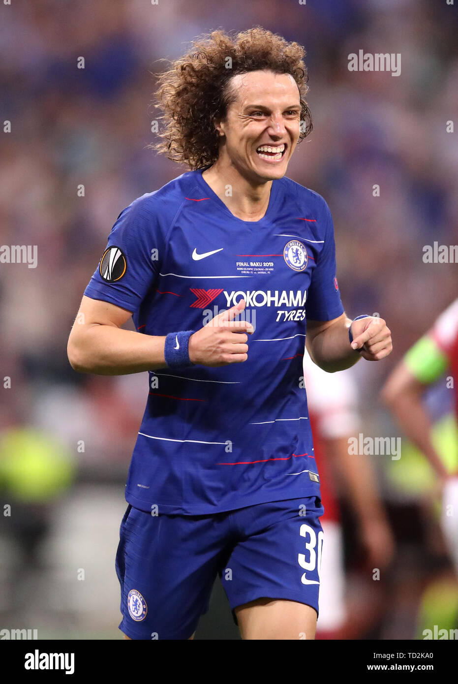 Chelsea's David Luiz feiert vierten Ziel seiner Seite Stockfoto