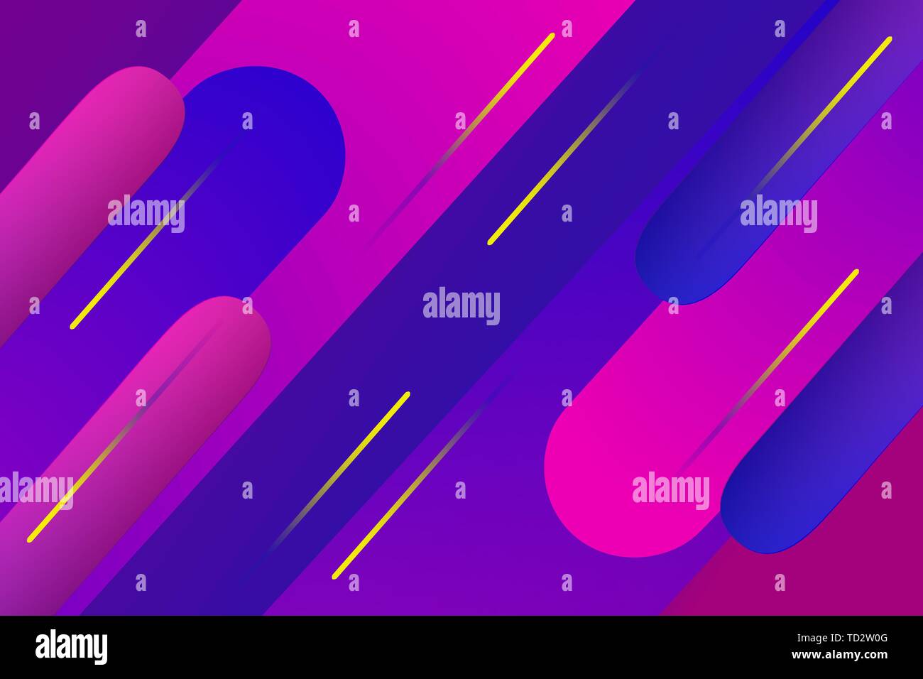 Abstrakte leuchtend bunten Hintergrund mit geometrischen Formen auf blauen violetten Gradienten Hintergrund Stock Vektor