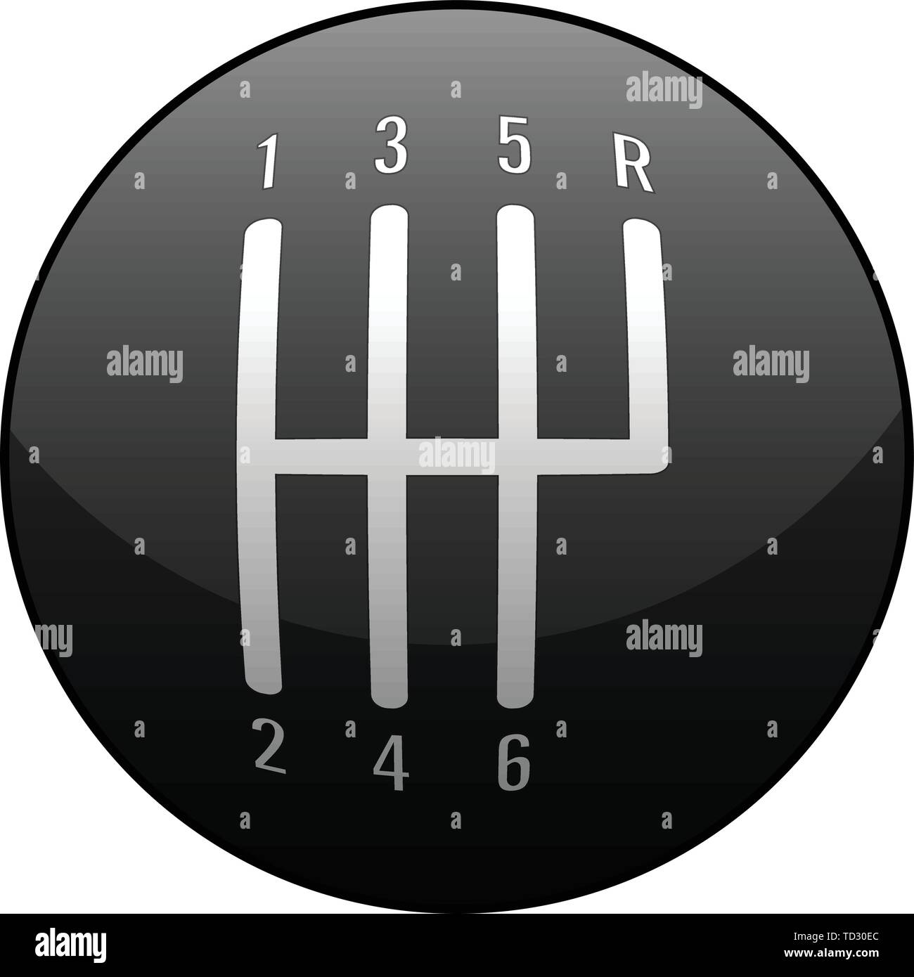 Automotive Standard Manuelle Getriebe 6 Speed Shift Knob Vector Illustration Stock Vektor