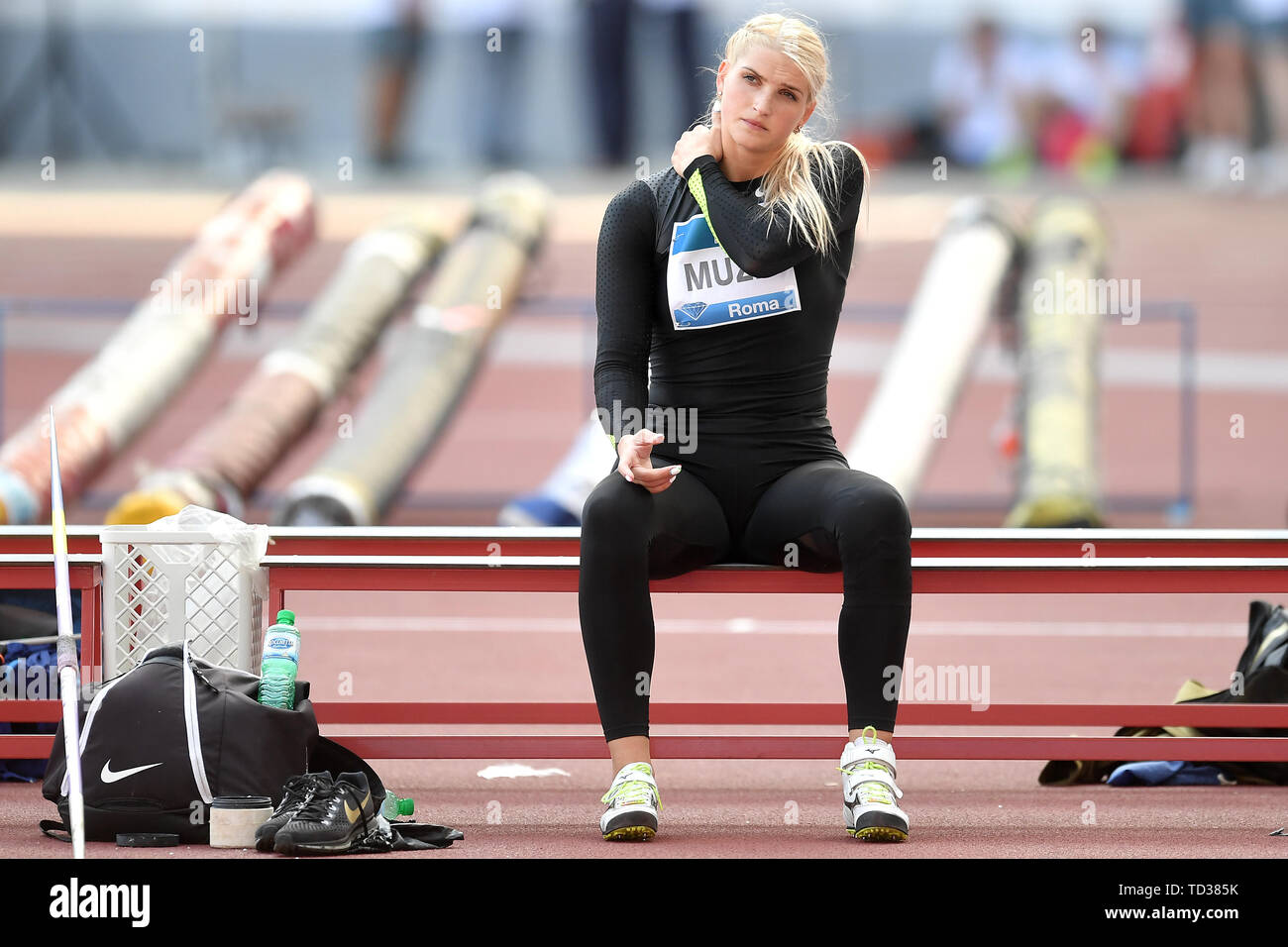 Lina Muze Lettlands bereitet im Speerwerfen der Frauen zu konkurrieren werfen bei der IAAF Diamond League Golden Gala Roma 06-06-2019 Stadio Olimpico, Konferenz Stockfoto