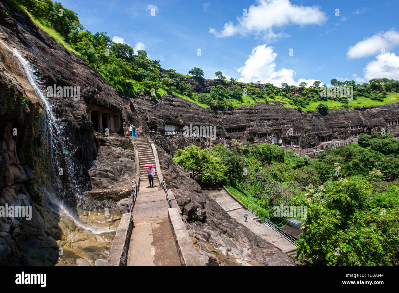 Panoramablick von Ajanta Höhlen, Mumbai, Maharashtra, Indien Stockfoto