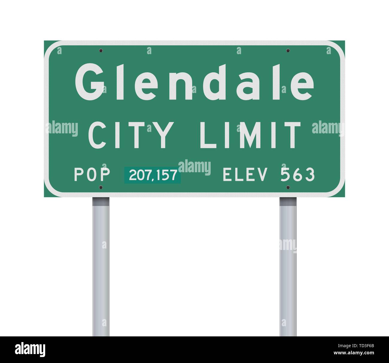 Vector Illustration der Glendale Stadt Green Road Sign Stock Vektor