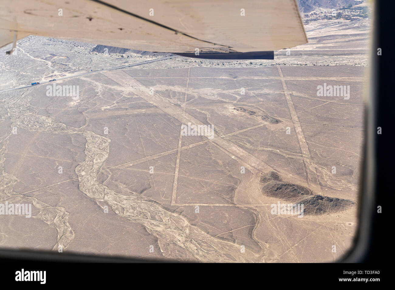 Flug über die Nazca-linien, Nazca, Peru, Südamerika Stockfoto