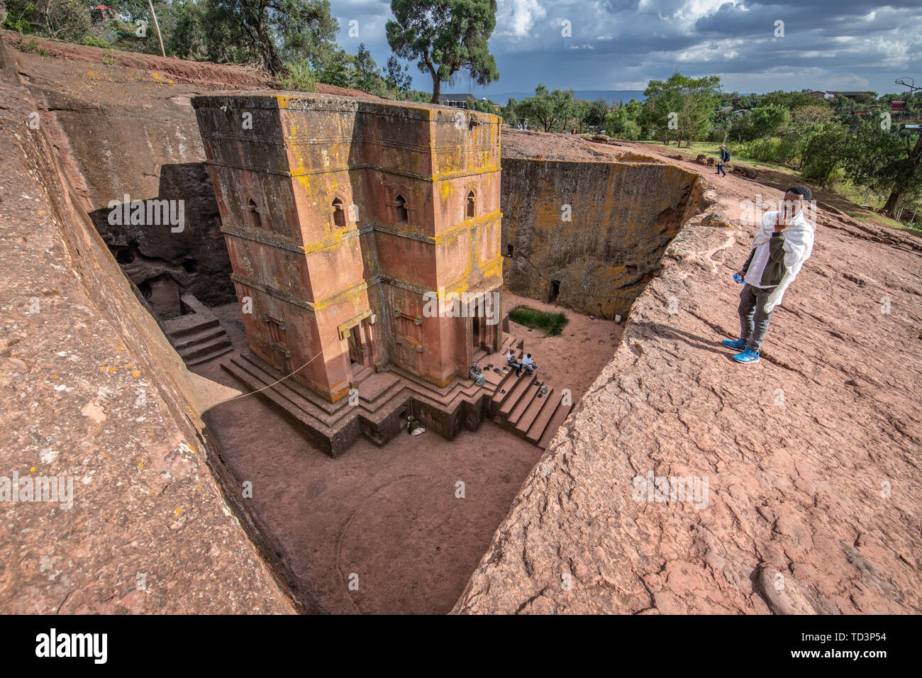 Felsen gehauen monolithische Kirche von Bet Giyorgis (Kirche St. George) in Lalibela, Äthiopien Stockfoto