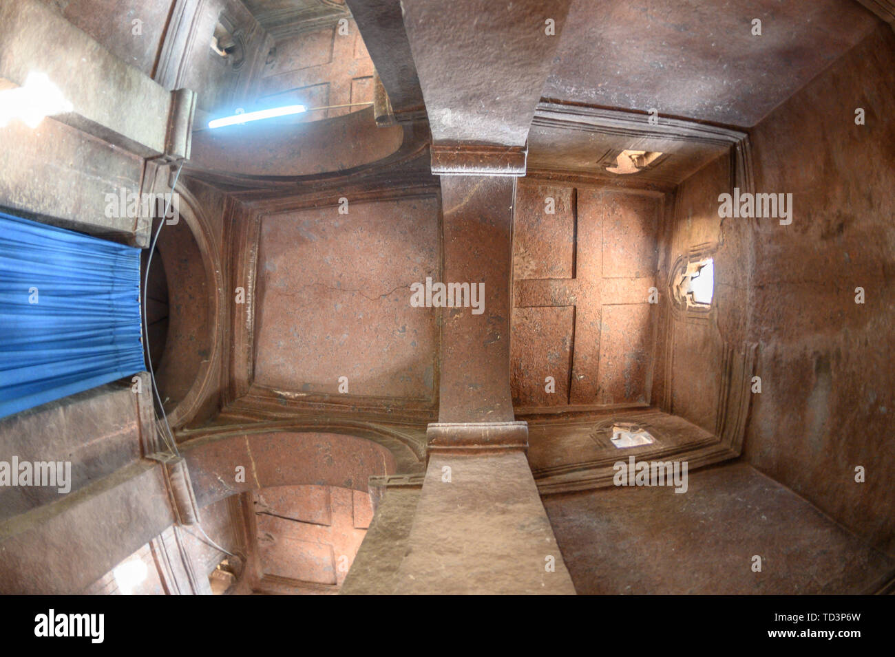 Felsen gehauen monolithische Kirche von Bet Giyorgis (Kirche St. George) in Lalibela, Äthiopien Stockfoto