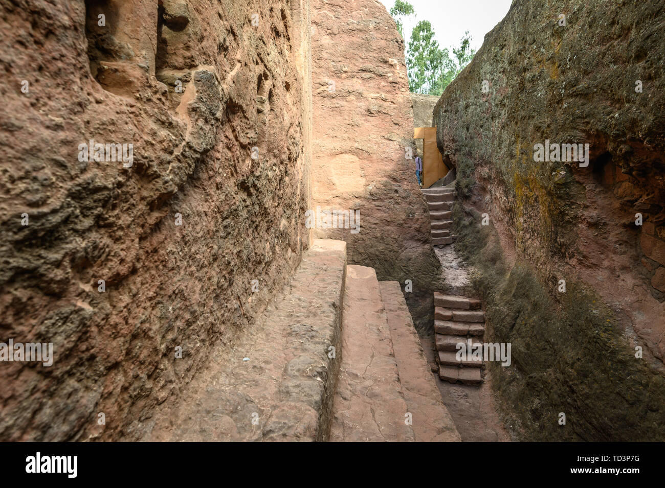 Felsen gehauen monolithische Kirche von Bet Golgotha (Haus von Golgota Mikael), für seine Kunst bekannt und sagte, daß das Grab von König Lalibela zu enthalten) in Lalibela Stockfoto