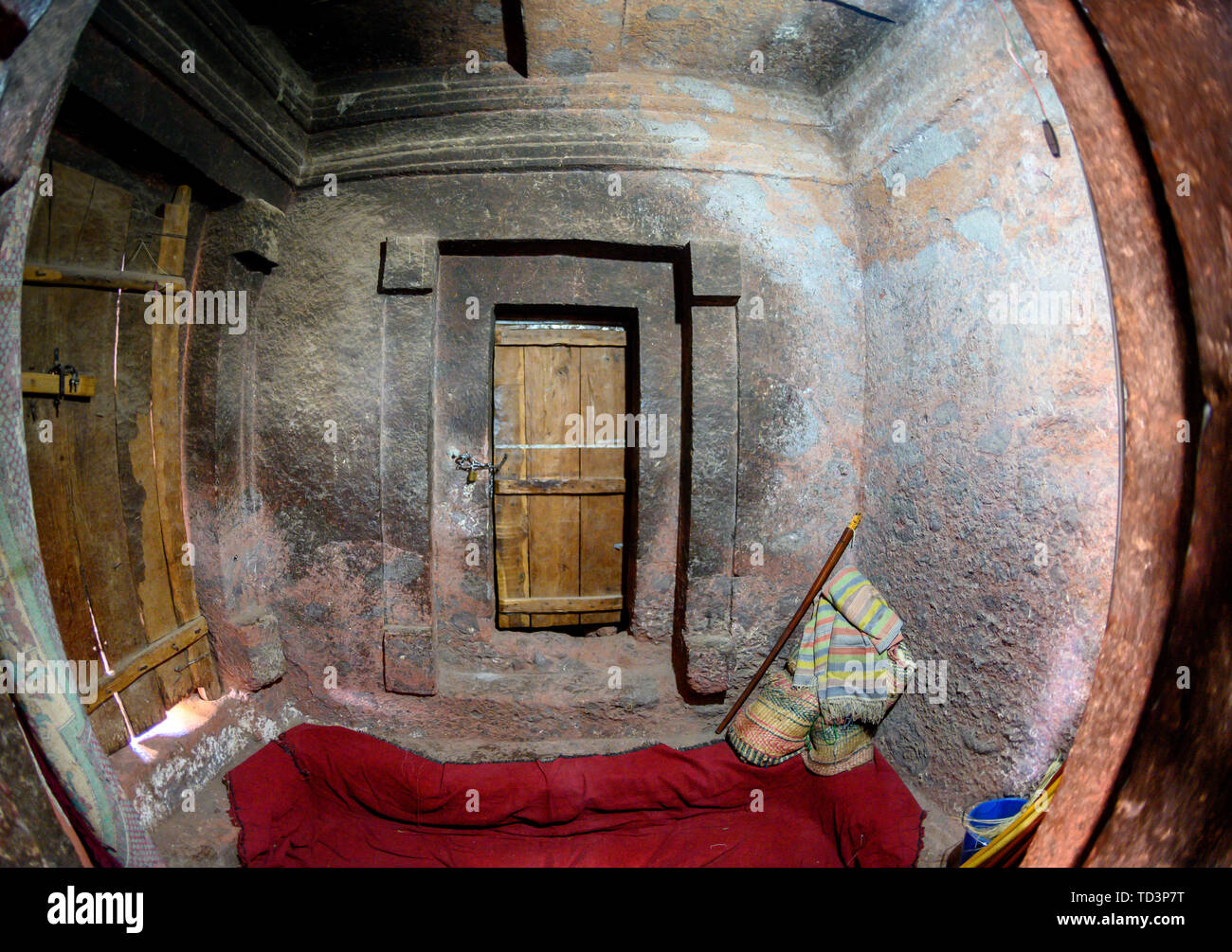 Felsen gehauen monolithische Kirche von Bet Maryam (Kirche St. Maria) in Lalibela, Äthiopien Stockfoto