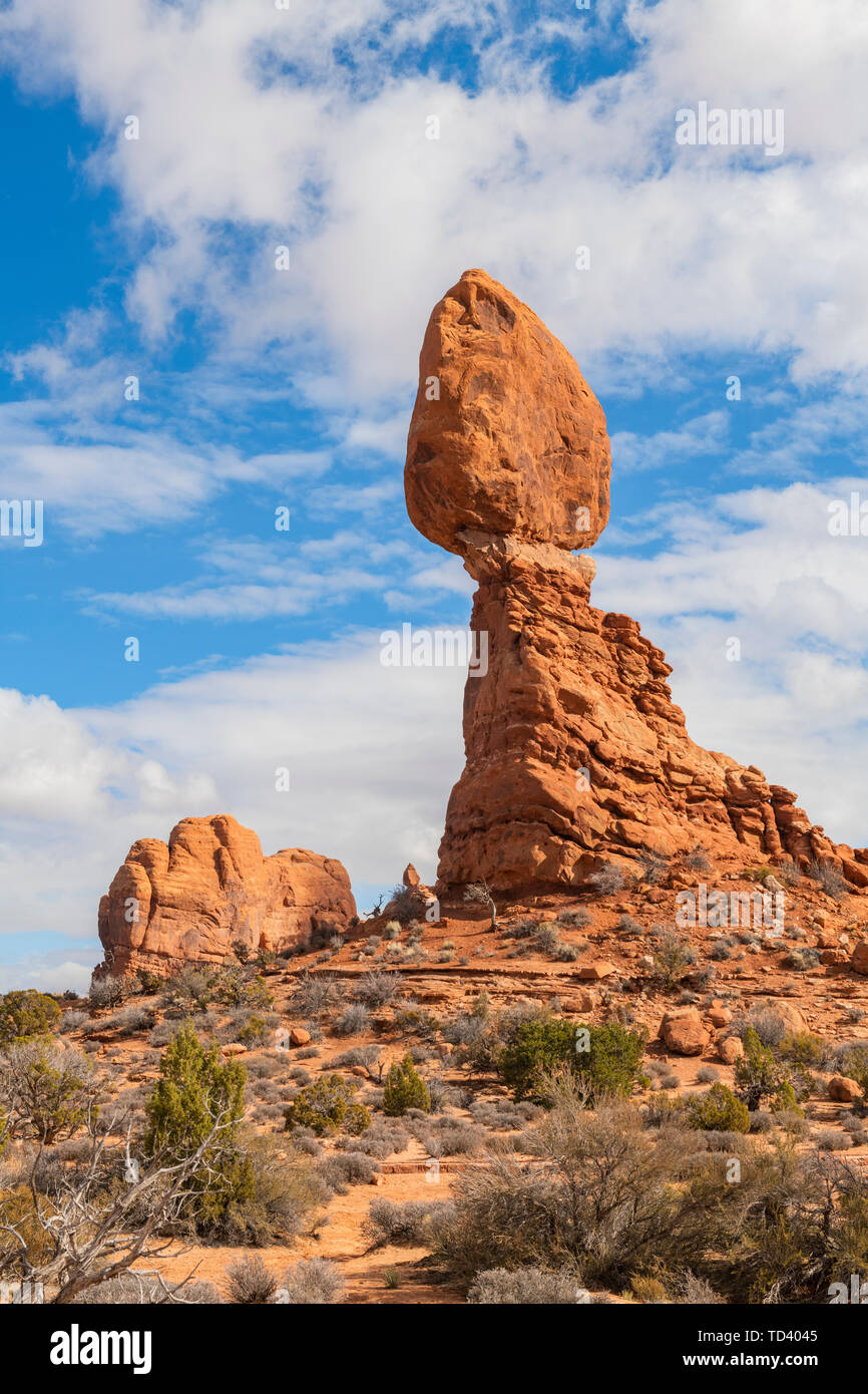 Ausgewogene Rock, Arches Nationalpark, Moab, Utah, Vereinigte Staaten von Amerika, Nordamerika Stockfoto