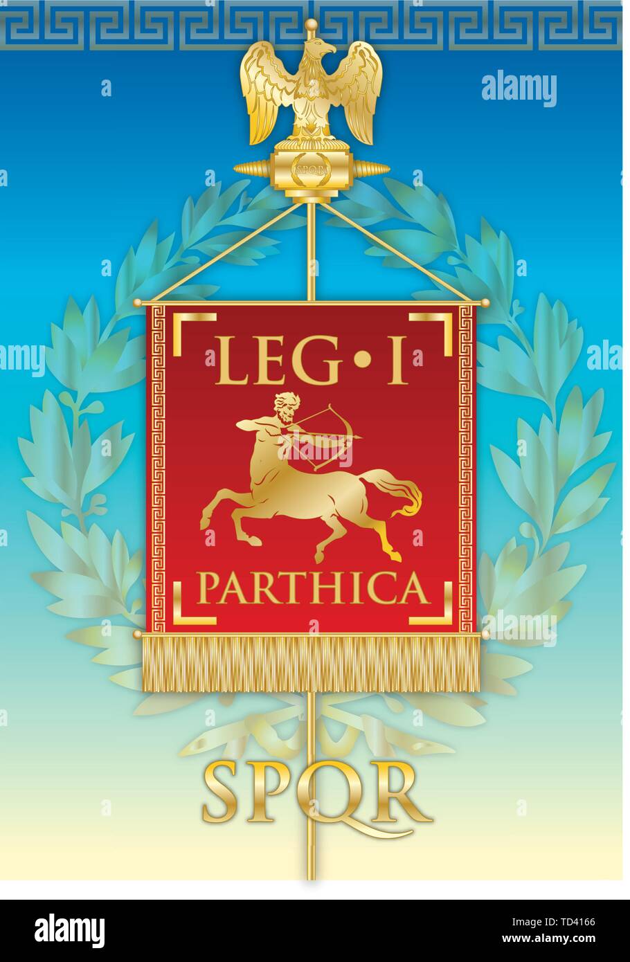 Die Legio I Parthica, alte lehrt banner Legion des Römischen Reiches, Vektor, Abbildung Stock Vektor