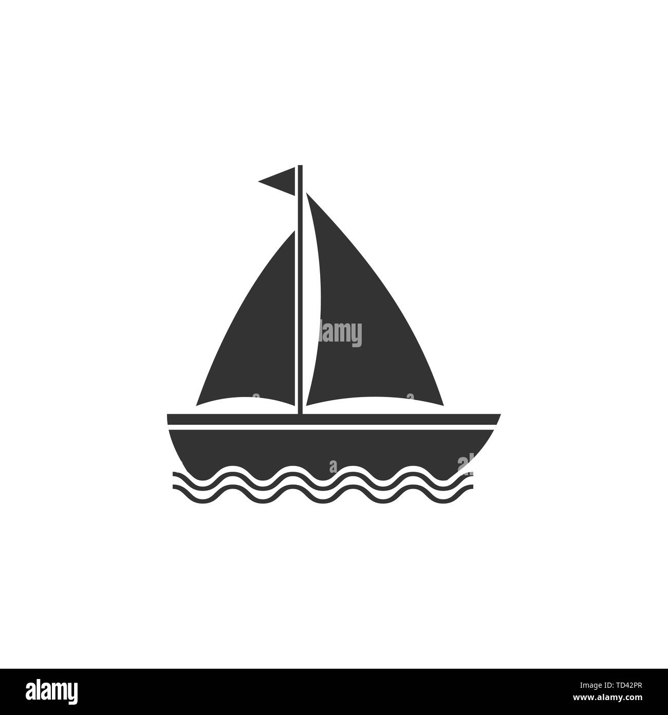 Boot, Segel, Segeln, Schiff, Yacht-Symbol. Vector Illustration, flache Bauform. Stock Vektor