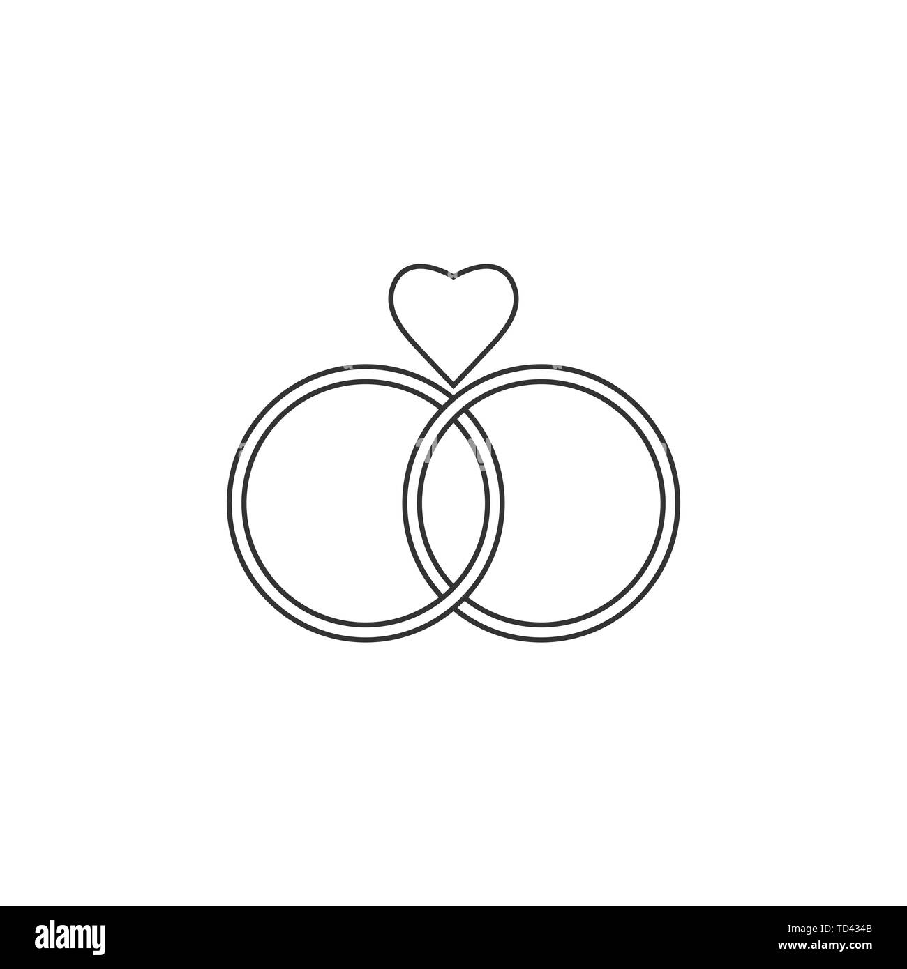 Hochzeit Ring Symbol. Vector Illustration, flache Bauform. Stock Vektor