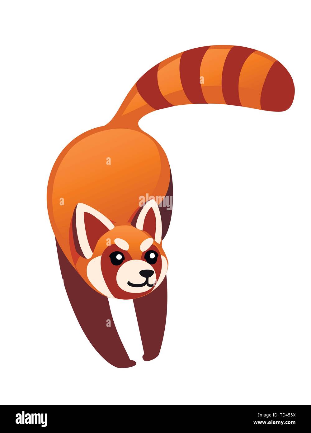 Cute adorable Red panda Cartoon design Tier Charakter flachbild Vektor stil Abbildung auf weißen Hintergrund. Stock Vektor