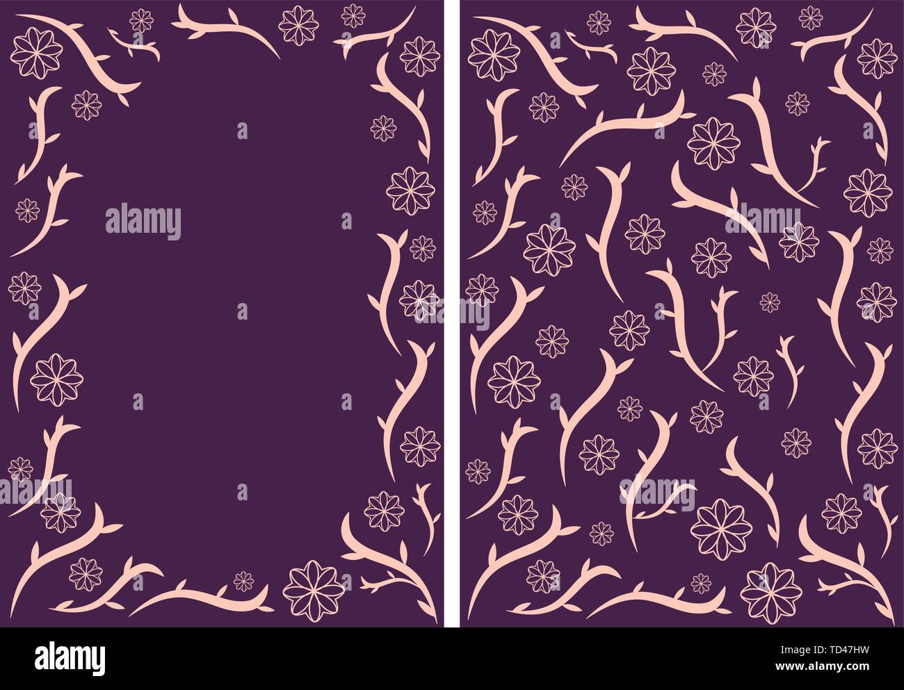 Violette Blumen Vektor Karte, Broschüre Hintergrund Stock Vektor