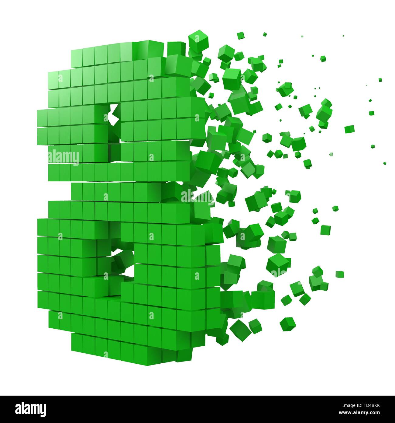 Anzahl 8 701 Datenbaustein. Version mit grünen Würfel. 3D-Pixel style Vector Illustration. Geeignet für blockchain, Technik, Computer und abstrakte t Stock Vektor