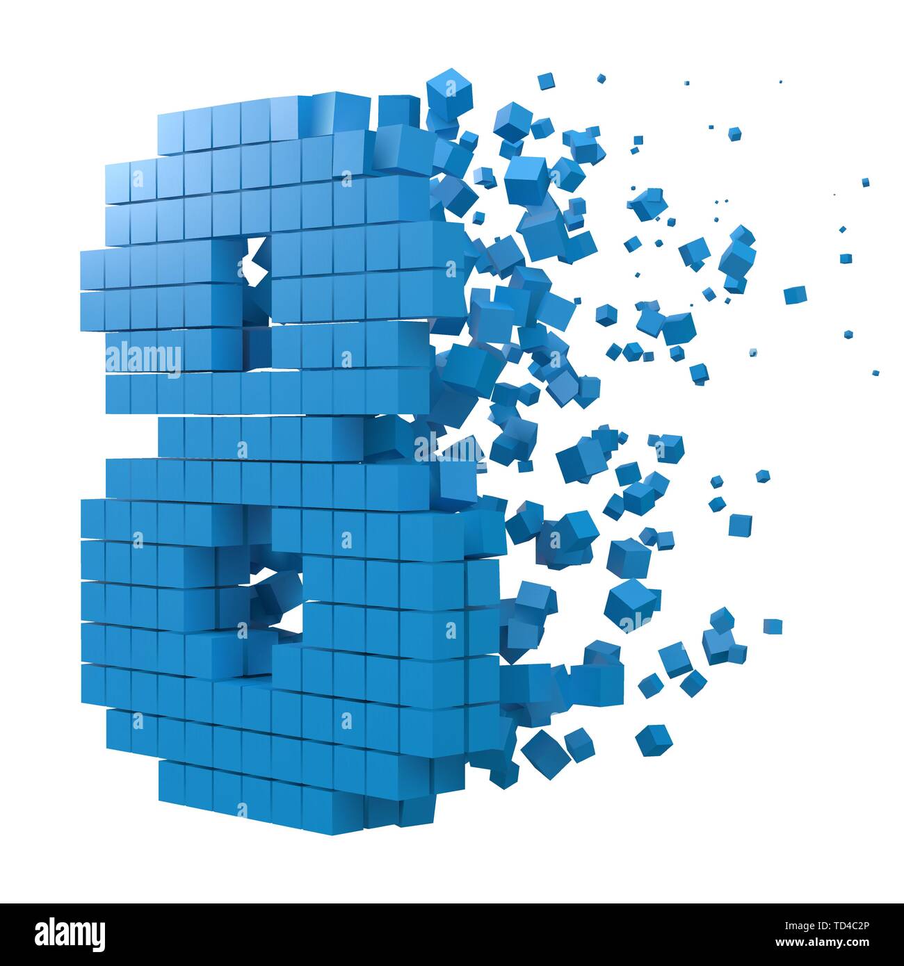 Anzahl 8 701 Datenbaustein. Version mit blauen Würfel. 3D-Pixel style Vector Illustration. für blockchain, Technik, Computer und abstrakte th geeignet Stock Vektor