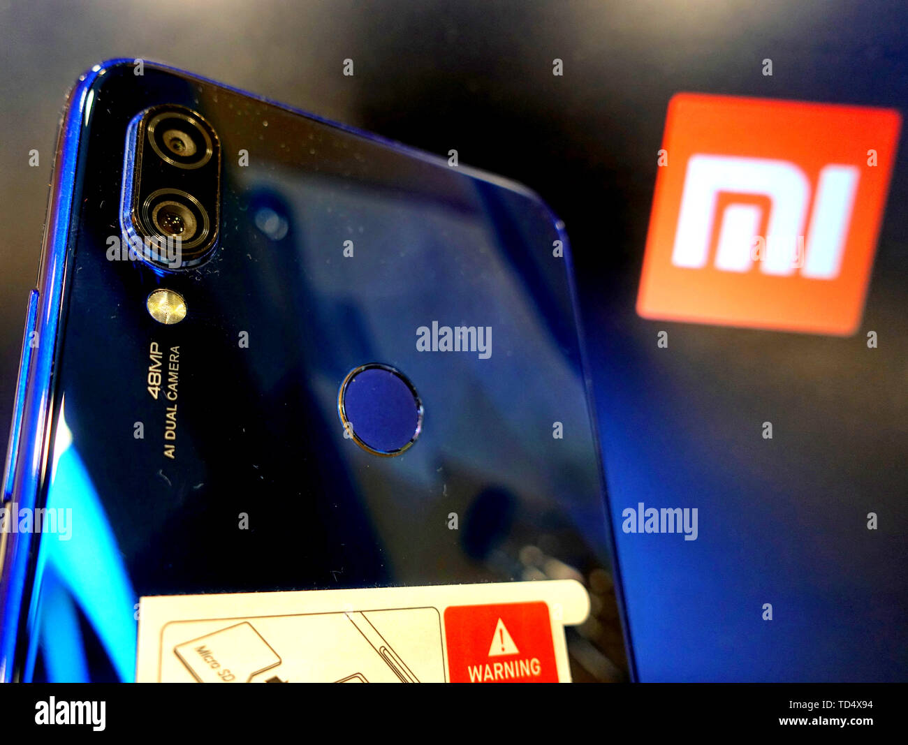 Kolkata, Indien. 11 Juni, 2019. 48 Megapixel Kamera gesehen auf der Rückseite des neuen Redmi Hinweis 7 S. Xiaomi hat damit begonnen, den Verkauf der neuen Redmi Hinweis 7 S in Indien Markt offiziell von Juni 2019. Credit: SOPA Images Limited/Alamy leben Nachrichten Stockfoto