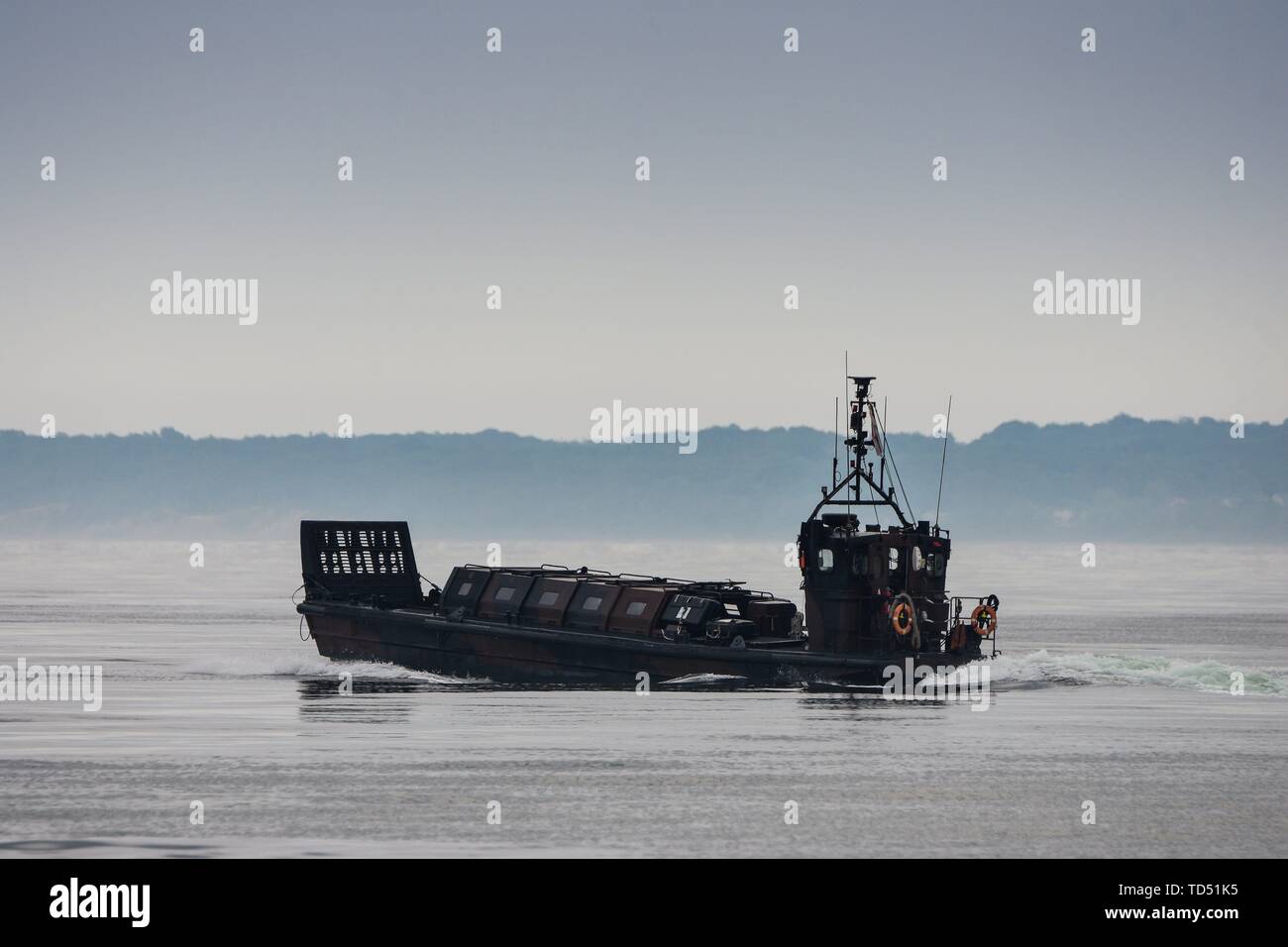 11.06.2019, seit Montag, dem 10. Juni die britische Royal Navy amphibische Kriegsführung verwaltet mit dem Landing Craft der HMS Albion in der nördlichen Eckernforder Bucht in der Nähe des Campingplatz Gut Ludwigsburg in der Nähe von langholz als Teil der Manovers BALTOPS 2019. LCVP Mk5 L0353. | Verwendung weltweit Stockfoto