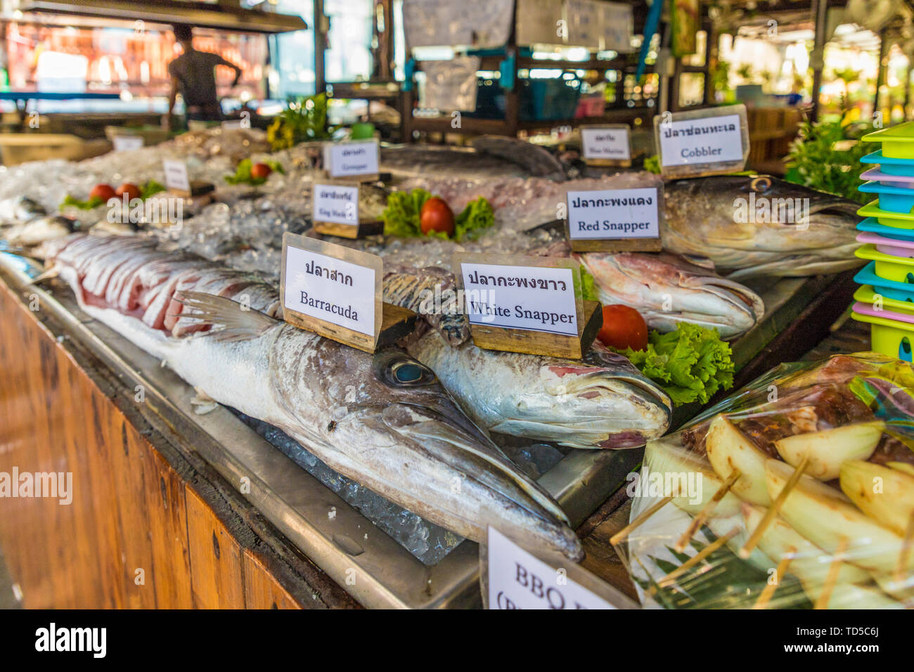 Fisch und Meeresfrüchte in Ko Lipe, Tarutao National Marine Park, Thailand, Südostasien, Asien Stockfoto