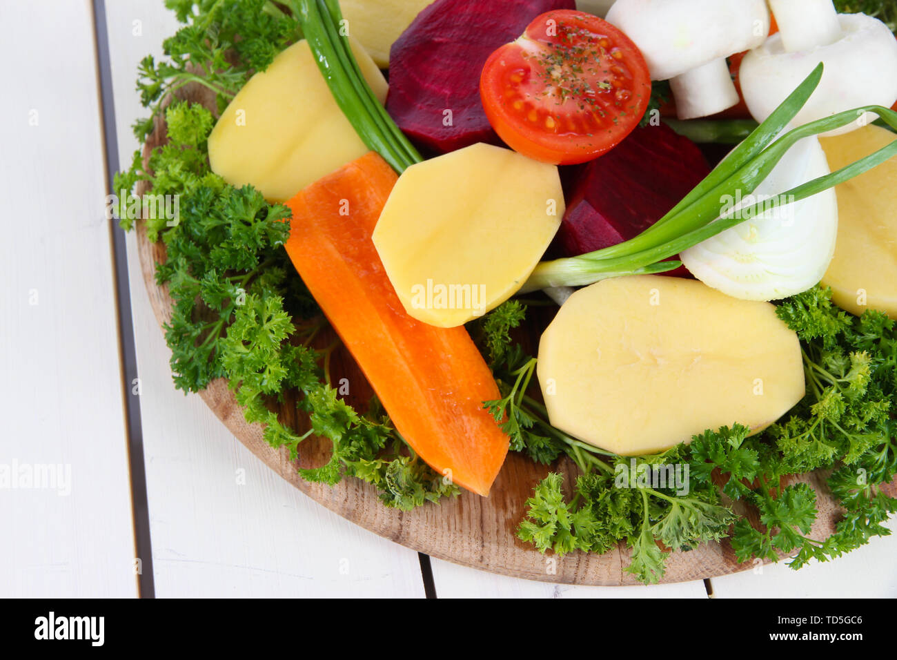 Viele geschälte Gemüse close-up Stockfoto