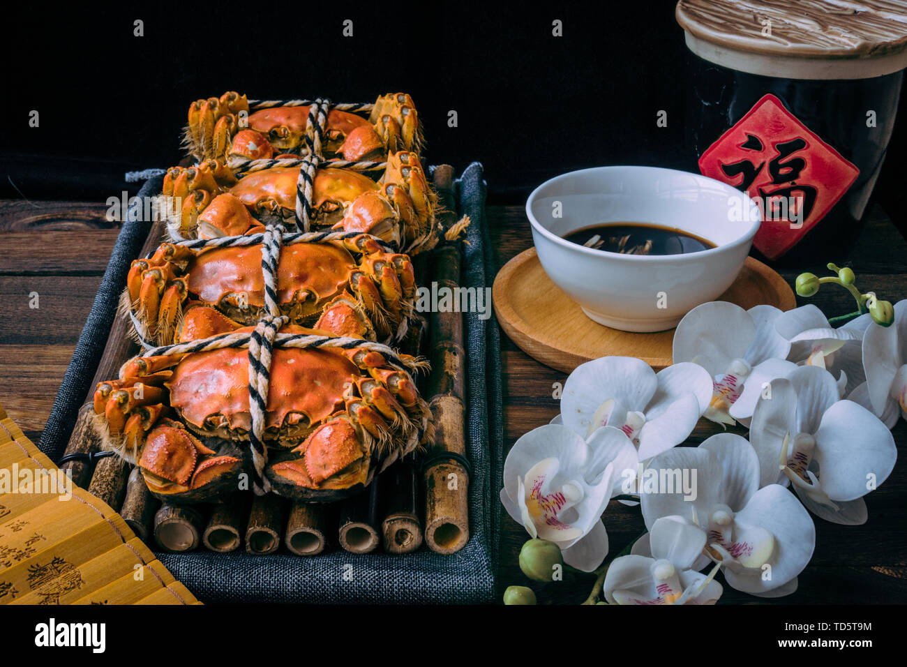 Köstliche gedämpfte Krabben Stockfoto