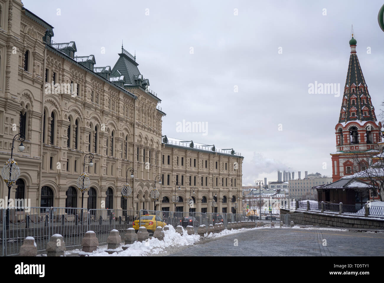 Moskau, Russland, 15., Februar, 2019: Red Square historische Gebäude, Blick auf Lobnoye Mesto im Winter. Stockfoto