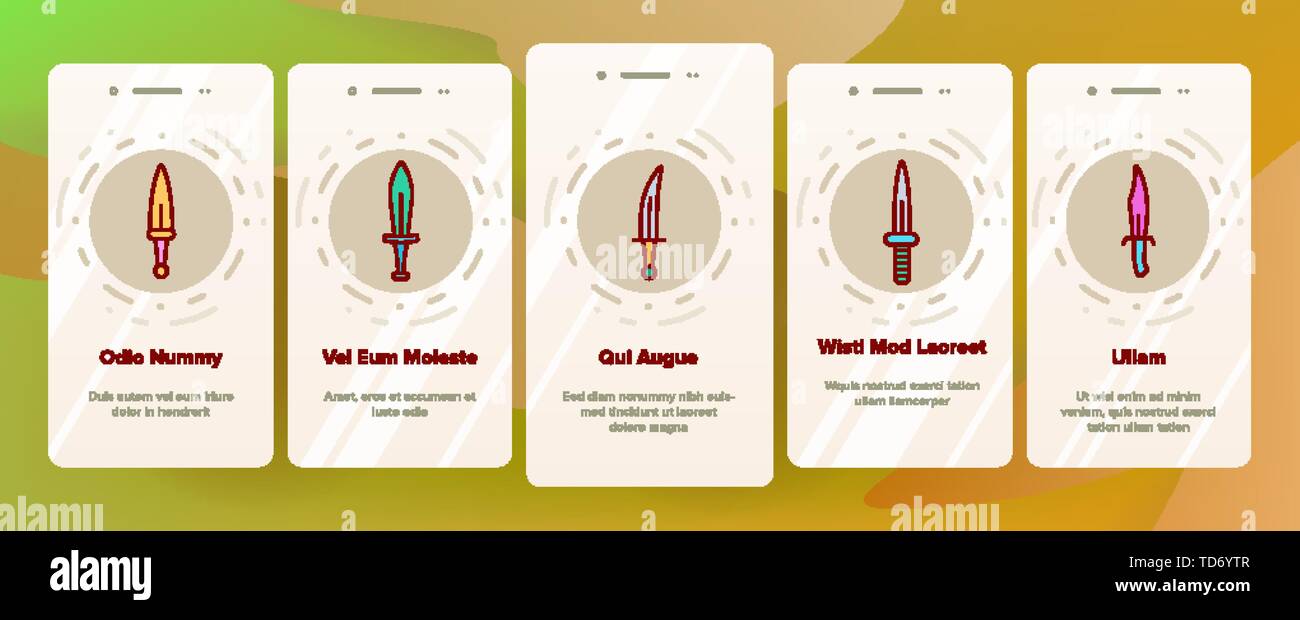 Dolch Scharfen Waffen Vektor Onboarding Mobile App Seite Bildschirm Stock Vektorgrafik Alamy